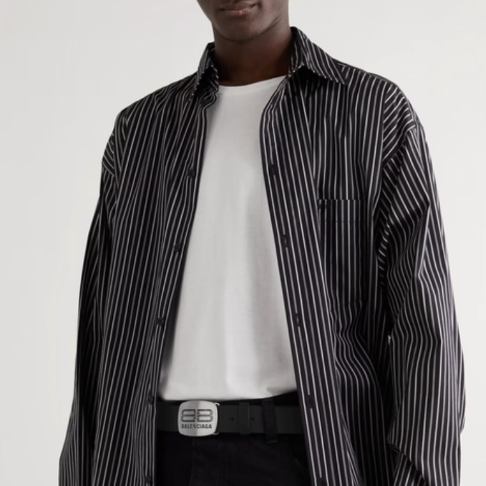 BALMAIN Vintage Striped Button Up Long Sleeve Shirt